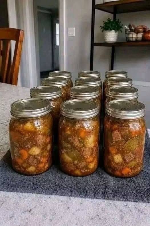 Homemade Beef Stew in Jars
