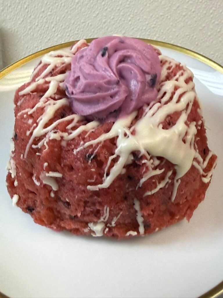 Red Velvet Cake with Purple Berry Frosting